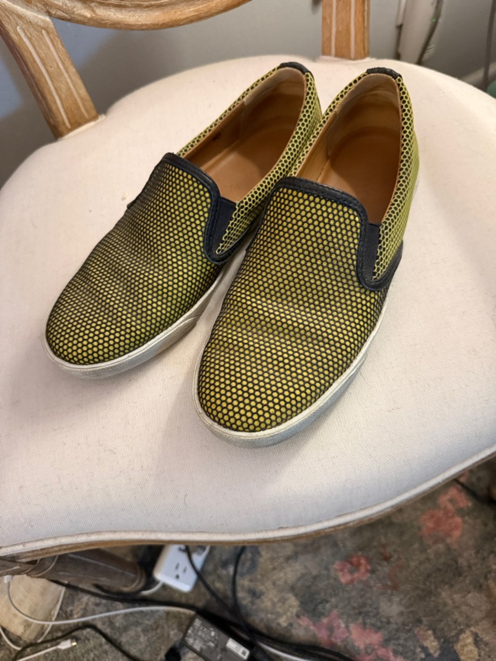 Jimmy Choo Yellow and Black Slip-On Loafers